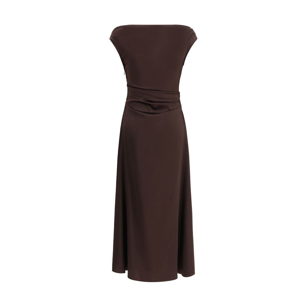 Staud Braunes Seiden-Cocktailkleid